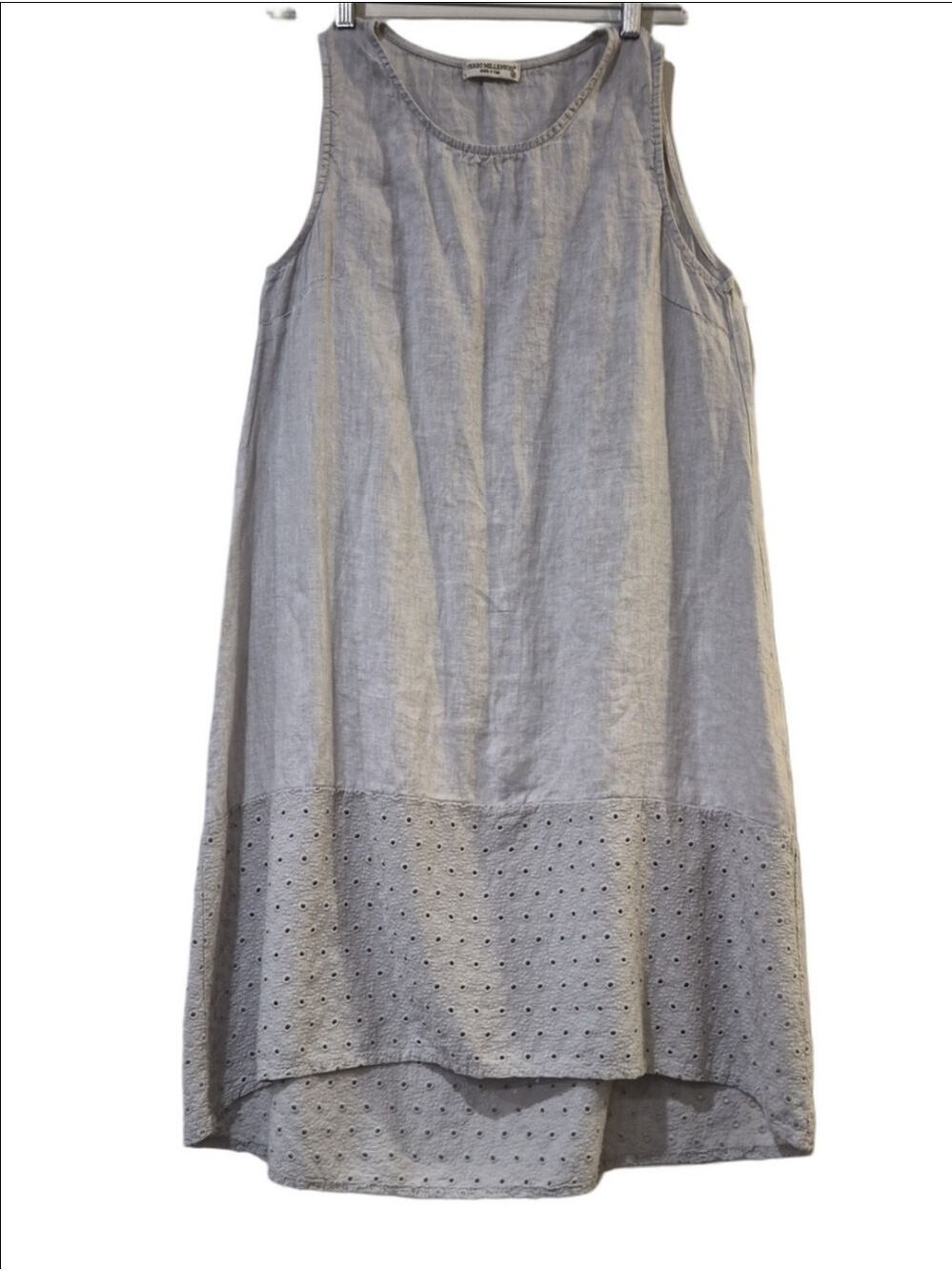 Terzo Millennio Gray Linen Eyelet High-Low Shift Dress - Size M